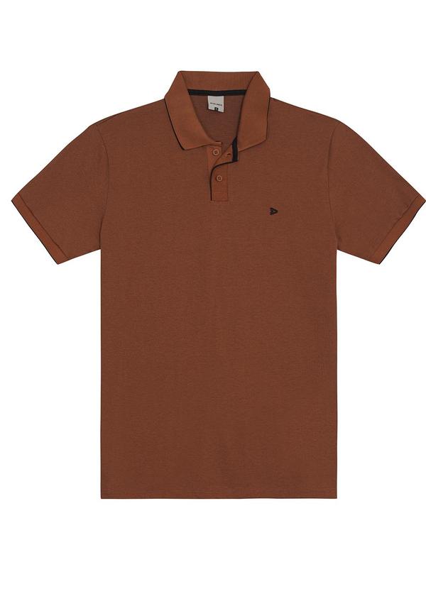 Malwee - Camisa Polo em Malha Maquinetada Marrom 3