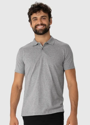 Malwee - Camisa Polo em Malha Masculina Cinza - MALWEE