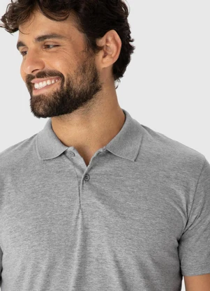 Malwee - Camisa Polo em Malha Masculina Cinza - MALWEE