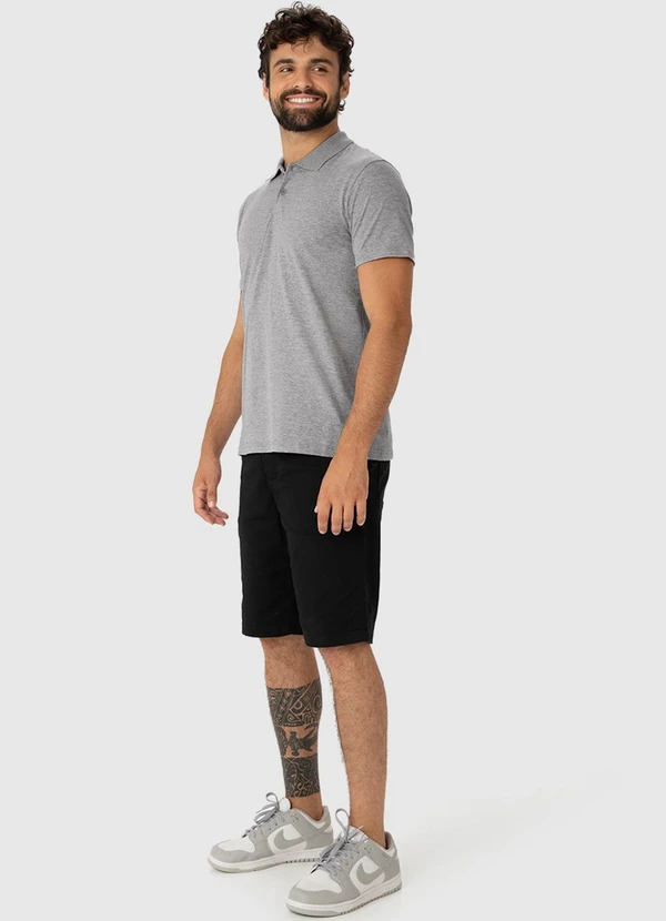 Malwee - Camisa Polo em Malha Masculina Cinza 3
