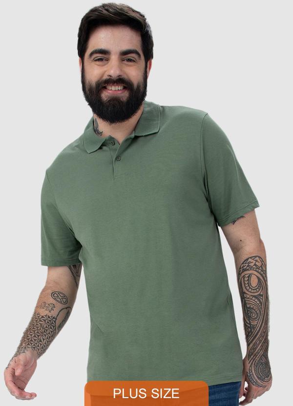 Malwee - Camisa Polo em Malha Masculina Plus Verde