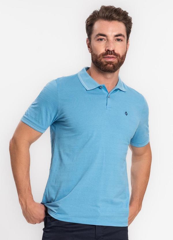 Diametro - Camisa Polo em Meia Malha Maquinetada Azul