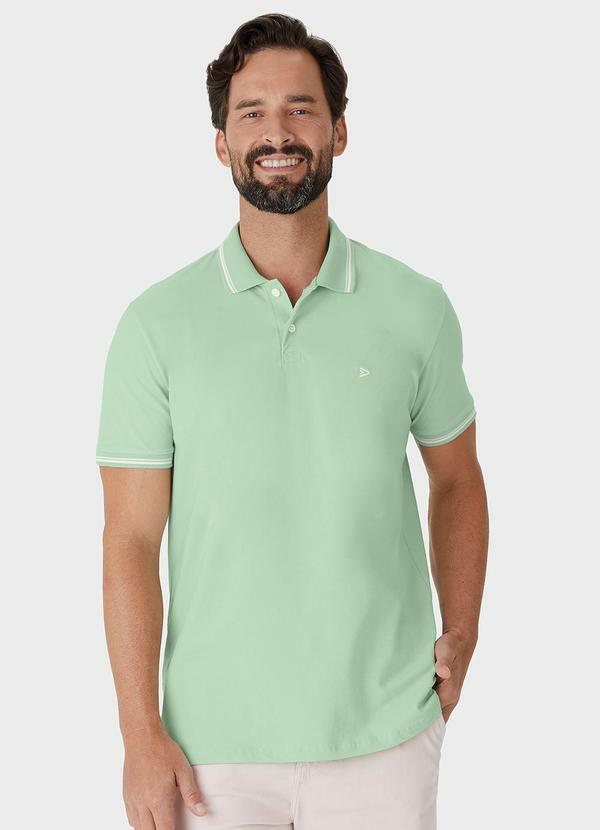 Malwee - Camisa Polo em Piquet com Bordado Verde Menta