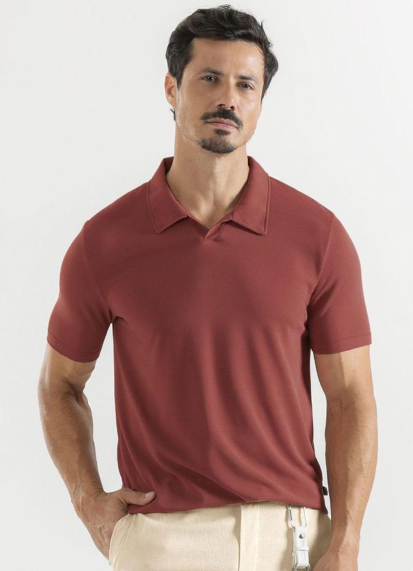 Exco - Camisa Polo em Piquet Marrom Escuro