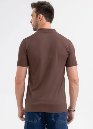 Exco - Camisa Polo em Piquet Marrom Escuro - EXCO