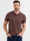 Exco - Camisa Polo em Piquet Branco - variação: Marrom Escuro