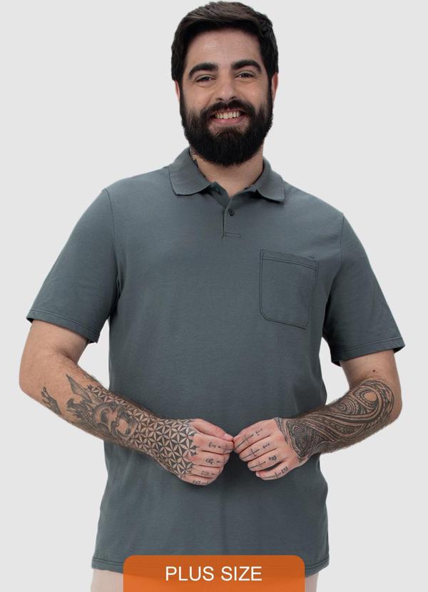 Malwee - Camisa Polo em Piquet Plus Cinza