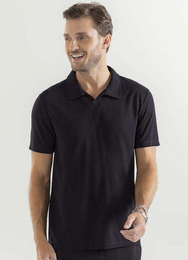 Exco - Camisa Polo em Piquet Preto