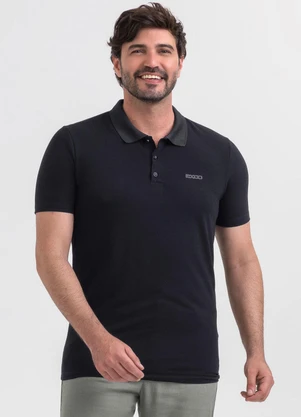 Exco - Camisa Polo em Piquet Preto - EXCO