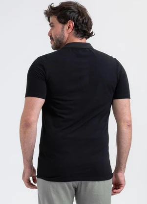 Exco - Camisa Polo em Piquet Preto - EXCO