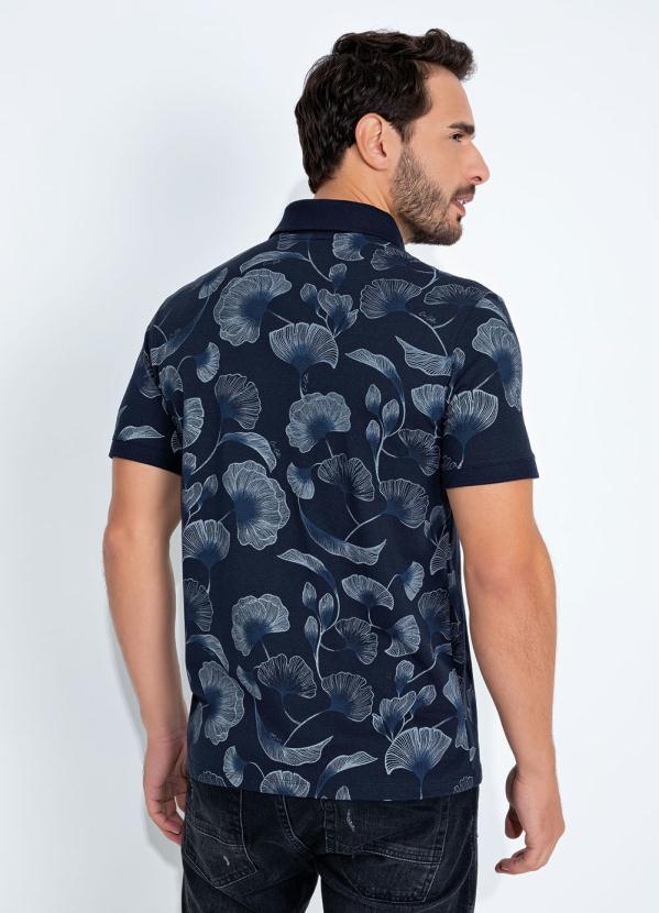 Cia Gota - Camisa Polo Floral Marinho com Bolso Cia Gota 2