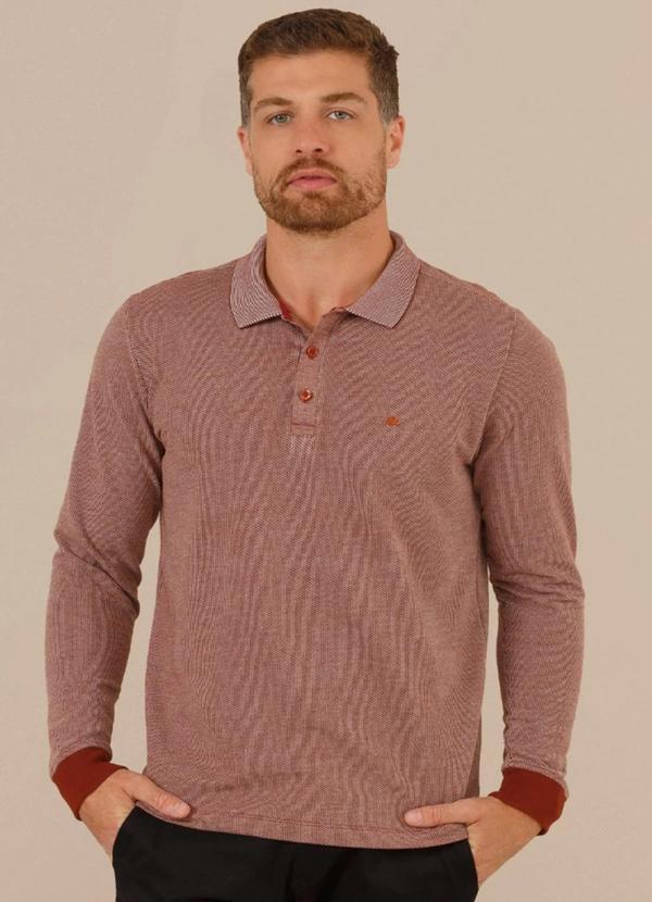 Seeder - Camisa Polo Manga Longa Jacquard Regular Fit Marrom