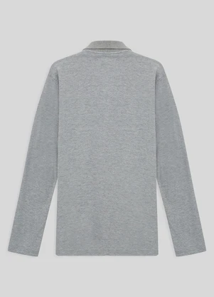 Basicamente - Camisa Polo Manga Longa Masculina Mescla Claro - BASICAMENTE
