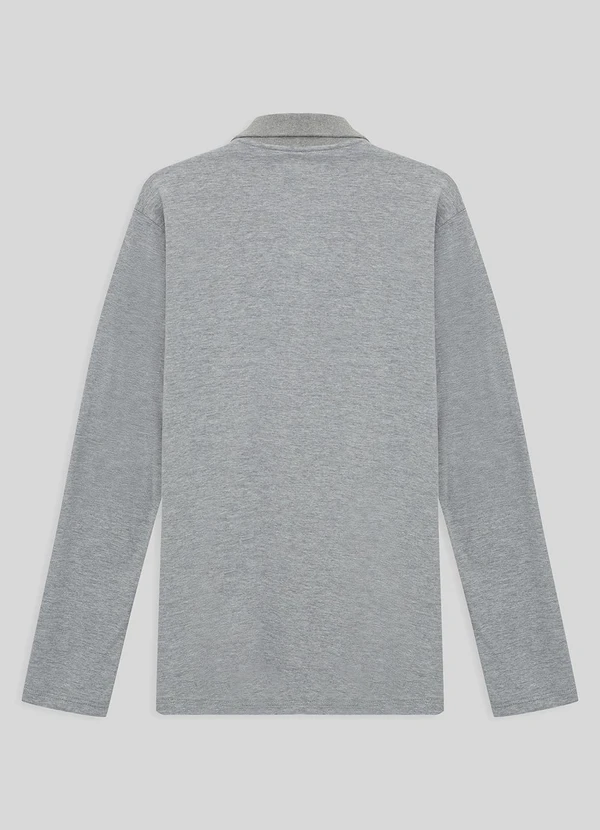 Basicamente - Camisa Polo Manga Longa Masculina Mescla Claro 2