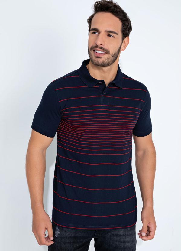 Cia Gota - Camisa Polo Marinho com Listras Cia Gota 1