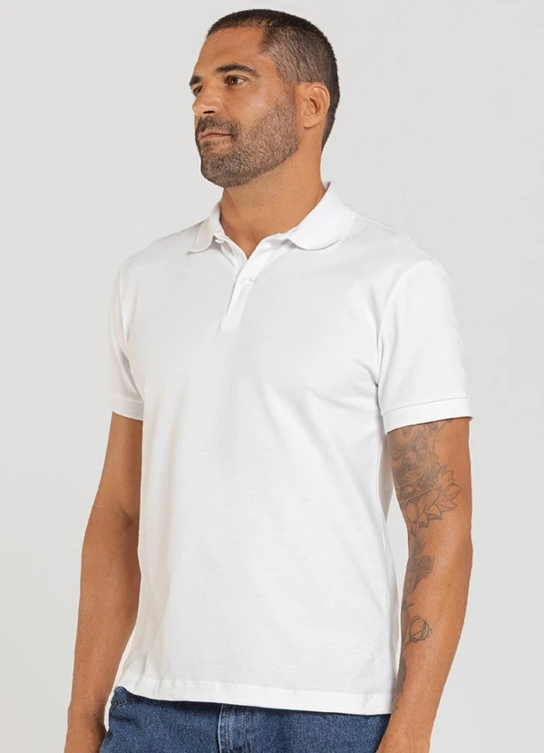 Just Basic - Camisa Polo Masculina Branco