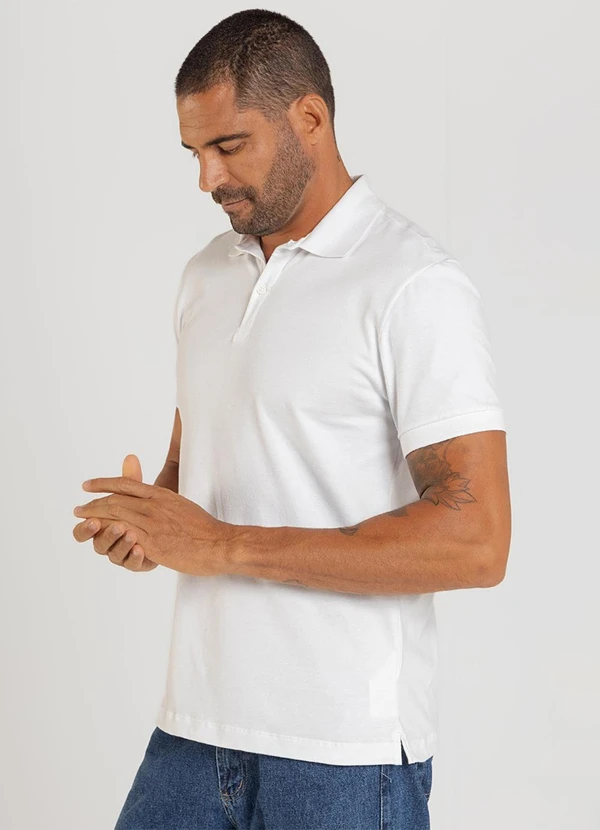 Just Basic - Camisa Polo Masculina Branco 3