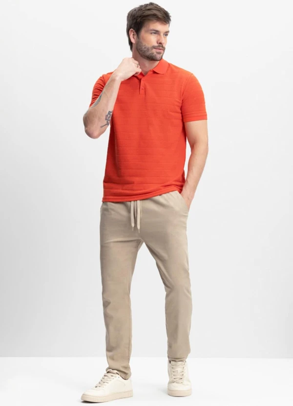 Essendi - Camisa Polo Masculina em Malha Listrada Vermelho 3