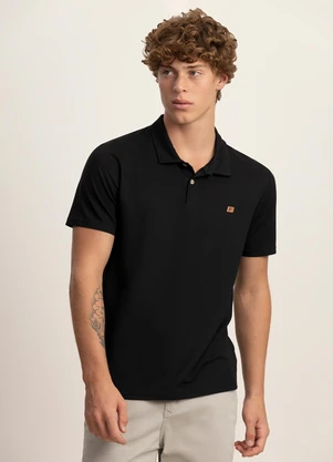 Fico - Camisa Polo Masculina em Malha Preto - FICO
