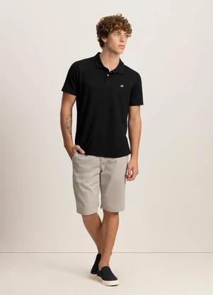 Fico - Camisa Polo Masculina em Malha Preto - FICO