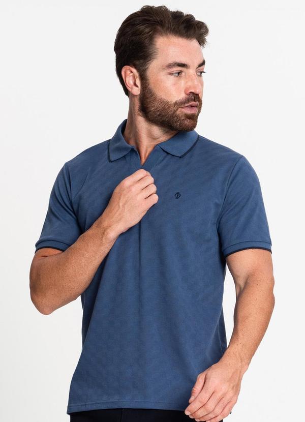 Diametro - Camisa Polo Masculina em Meia Malha Azul