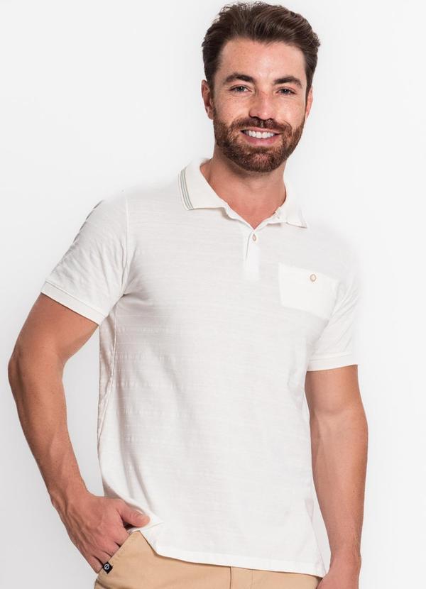 Diametro - Camisa Polo Masculina em Meia Malha Bege