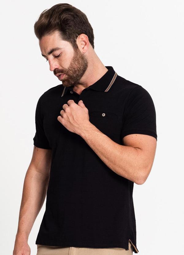 Diametro - Camisa Polo Masculina em Meia Malha Preto