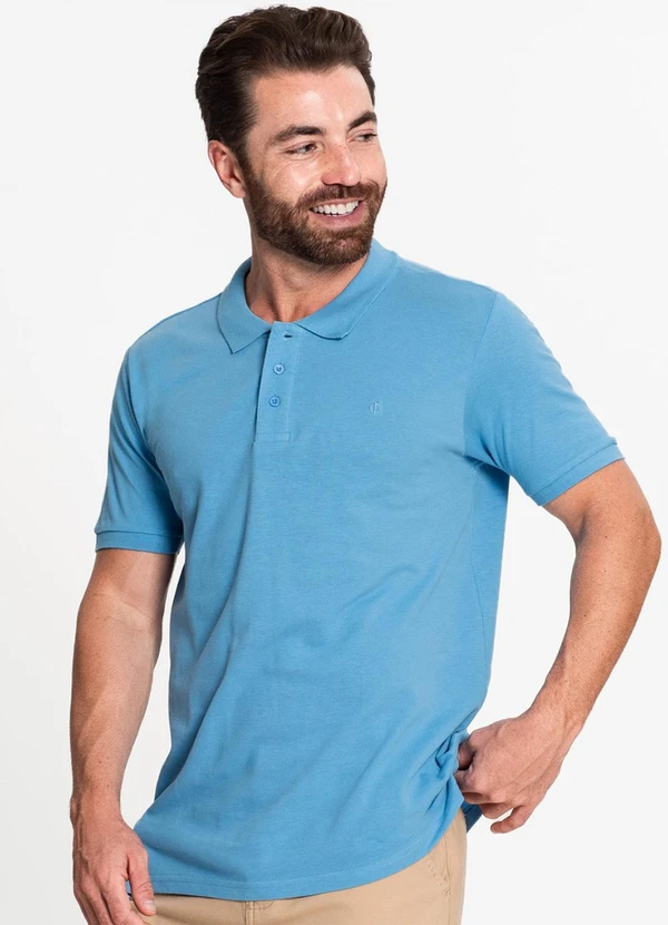 Diametro - Camisa Polo Masculina em Piquet Azul