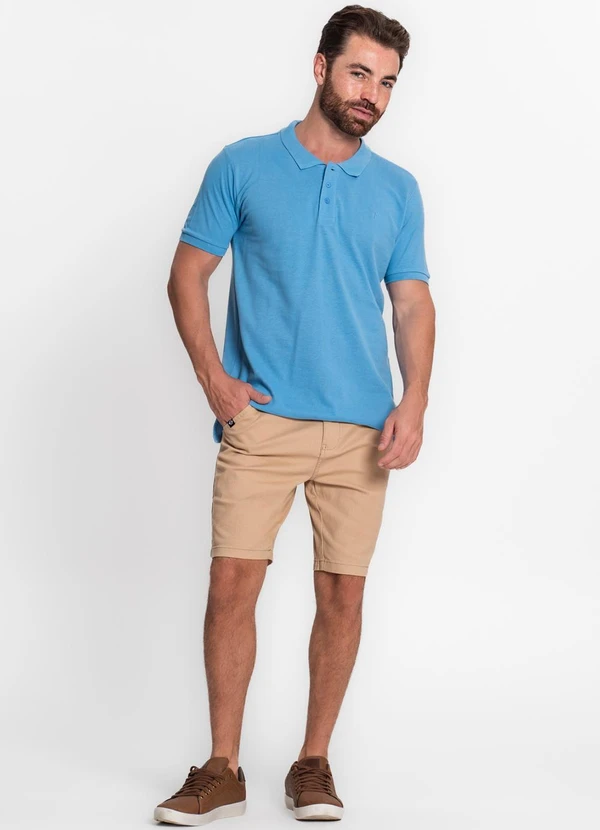 Diametro - Camisa Polo Masculina em Piquet Azul 3