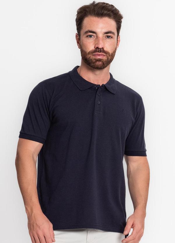 Diametro - Camisa Polo Masculina em Piquet Azul