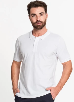 Diametro - Camisa Polo Masculina em Piquet Branco - DIAMETRO