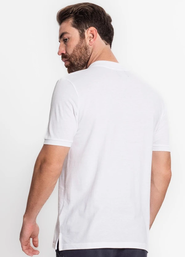 Diametro - Camisa Polo Masculina em Piquet Branco 2