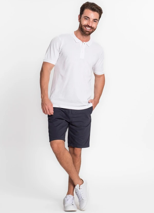 Diametro - Camisa Polo Masculina em Piquet Branco 3
