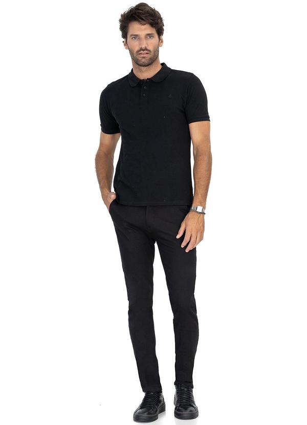 Diametro - Camisa Polo Masculina em Piquet Preto 3