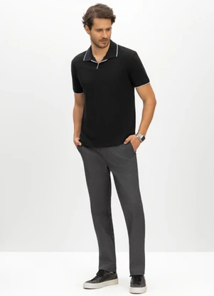 Essendi - Camisa Polo Masculina em Piquet Preto - ESSENDI