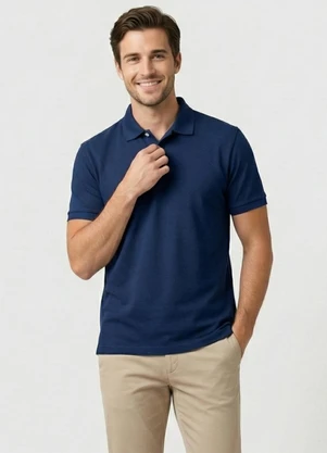 Yends Fashion - Camisa Polo Masculina Piquet Azul - YENDS FASHION