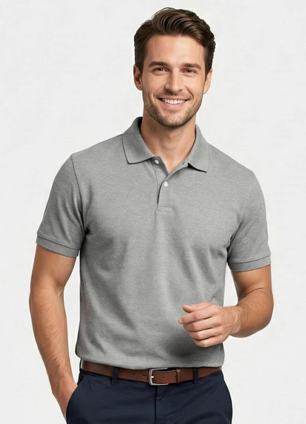 Yends Fashion - Camisa Polo Masculina Piquet Azul