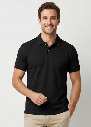 Yends Fashion - Camisa Polo Masculina Piquet Azul - YENDS FASHION