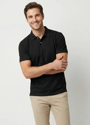 Yends Fashion - Camisa Polo Masculina Piquet Azul - YENDS FASHION