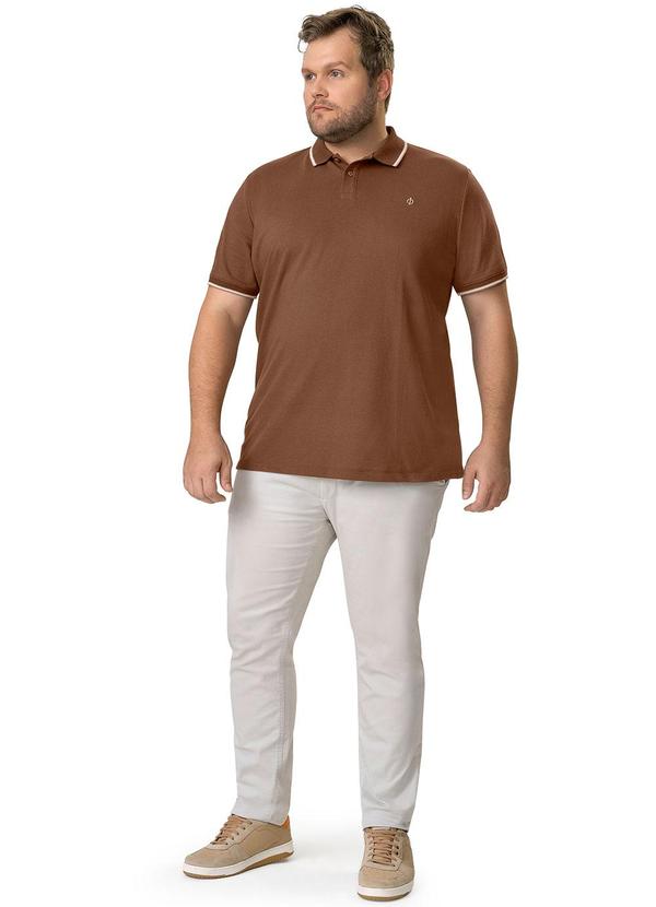 Diametro - Camisa Polo Masculina Plus Size Marrom
