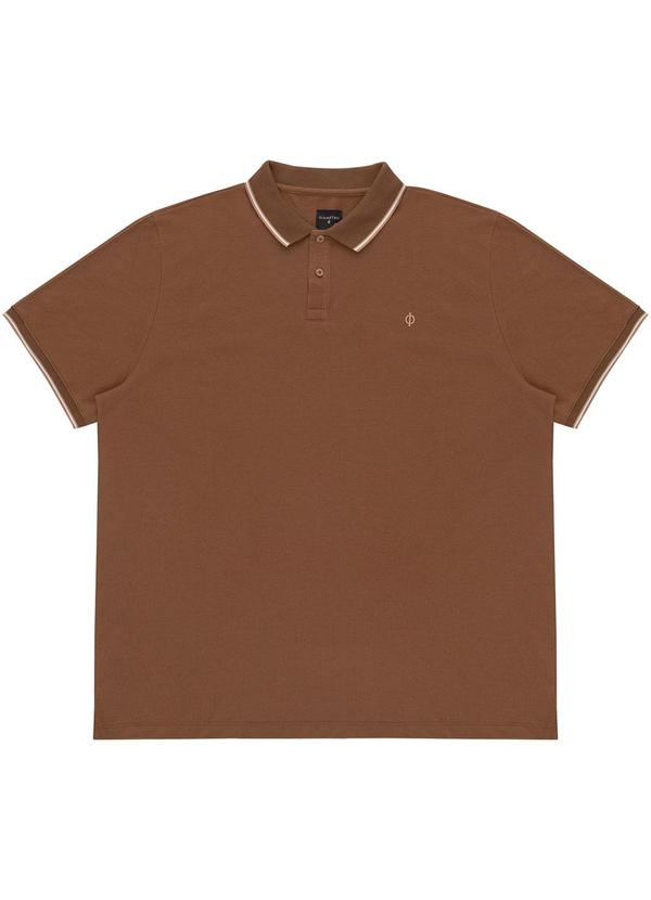 Diametro - Camisa Polo Masculina Plus Size Marrom 2
