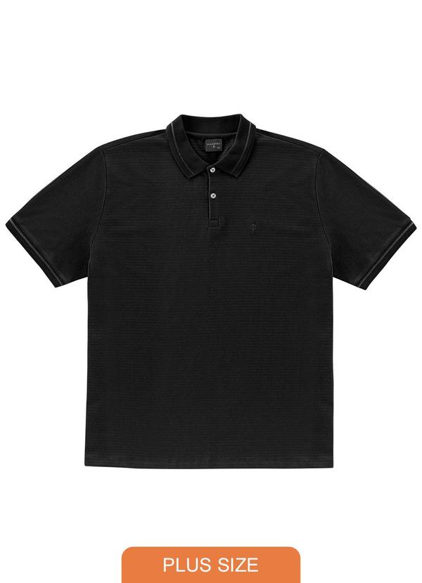 Diametro - Camisa Polo Masculina Plus Size Preto