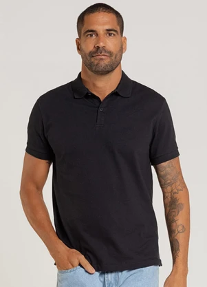 Just Basic - Camisa Polo Masculina Preto - JUST BASIC