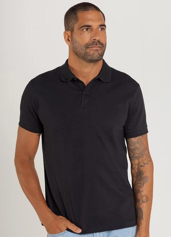Just Basic - Camisa Polo Masculina Preto 4
