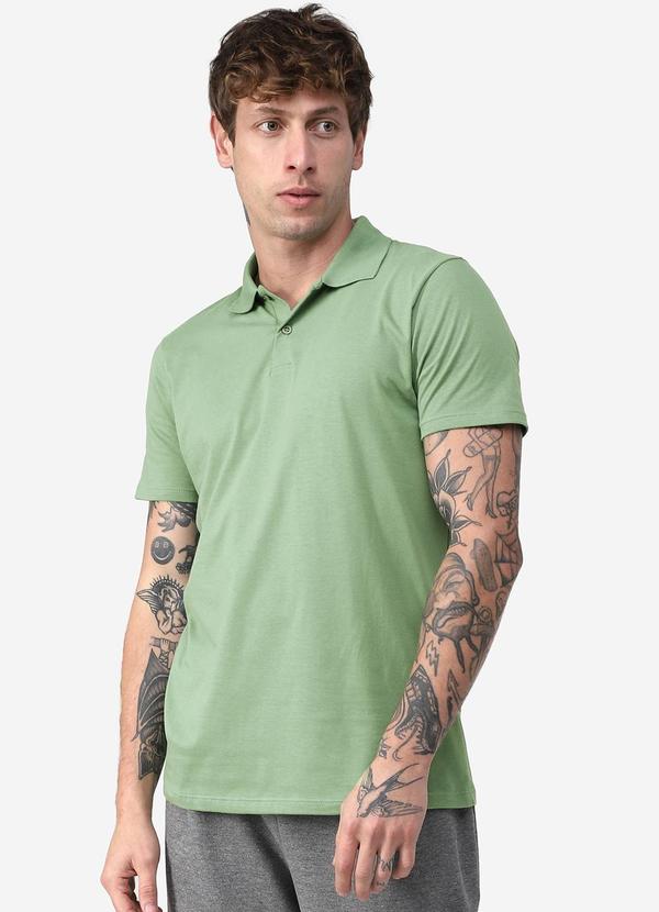 Basicamente - Camisa Polo Masculina Verde Jade