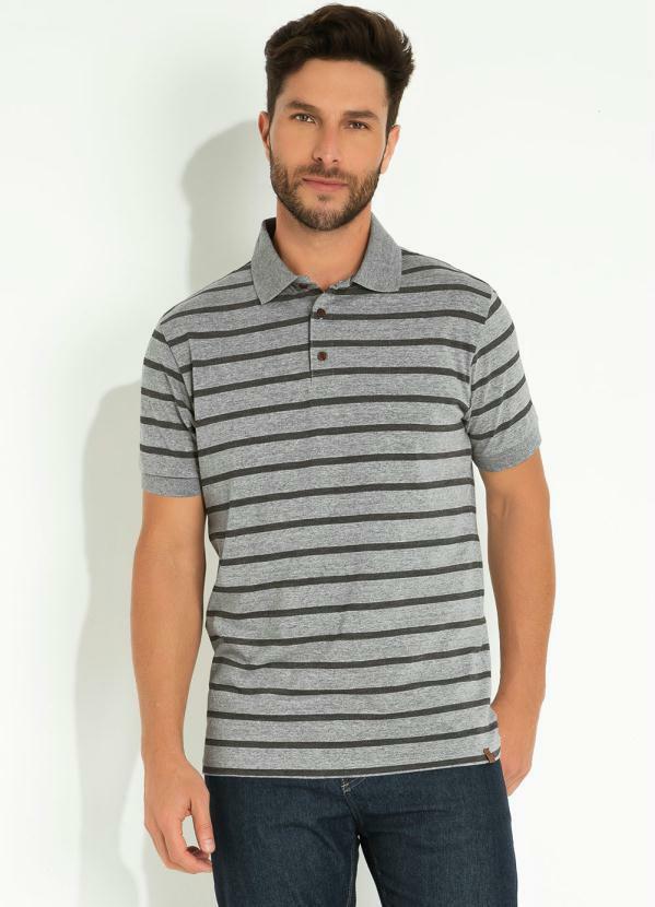 Cia Gota - Camisa Polo Mescla Cinza com Manga Cia Gota