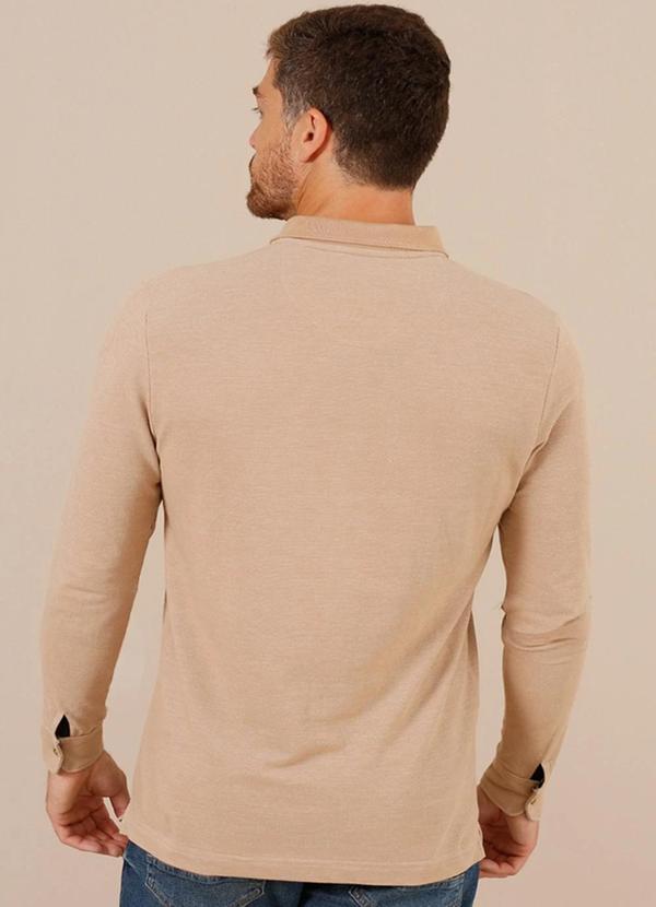 Seeder - Camisa Polo Ml Piquet Binado Regular Fit Bege 2