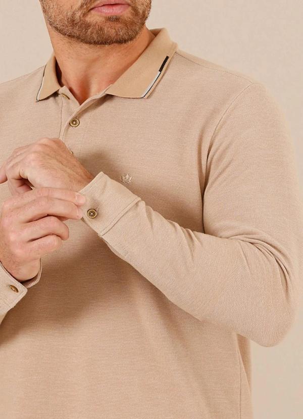 Seeder - Camisa Polo Ml Piquet Binado Regular Fit Bege 4