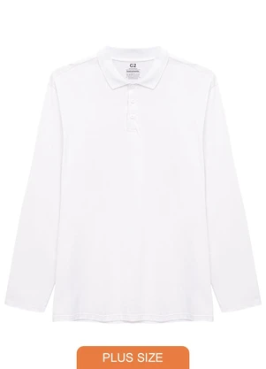 Basicamente - Camisa Polo Ml Plus Masculina Branco - BASICAMENTE