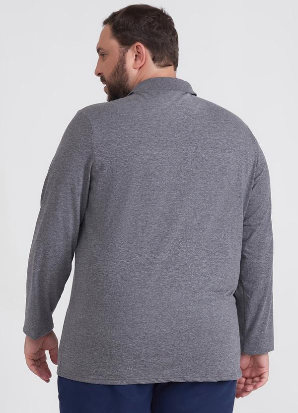 Basicamente - Camisa Polo Ml Plus Masculina Mescla Escuro 2